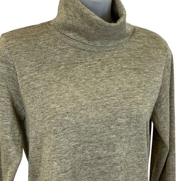 Nice Things Slub Mixed Gold & Black Turtleneck Top Size Large - Picture 2 of 6